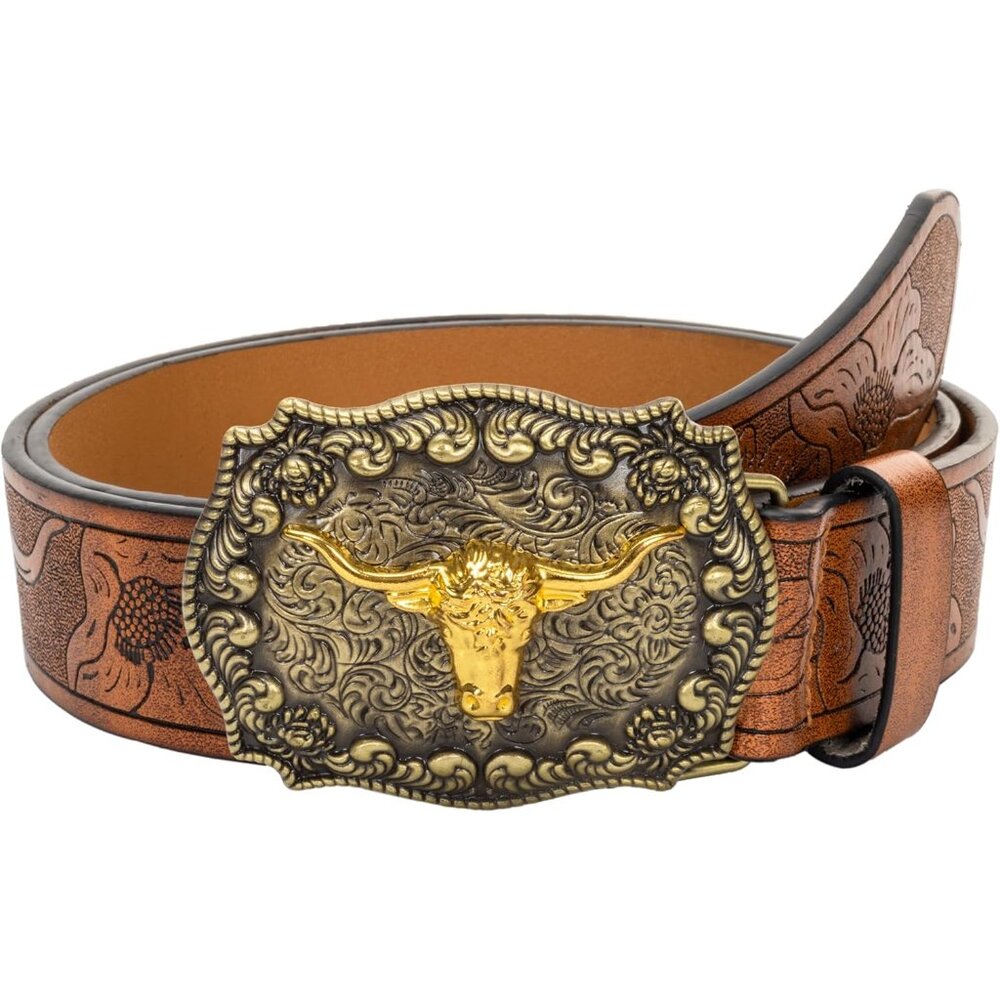 Men-Western-Cowboy-Leather-Buckle-Belts-with-Longhorn-Bull-Floral-Engraved-Belt-